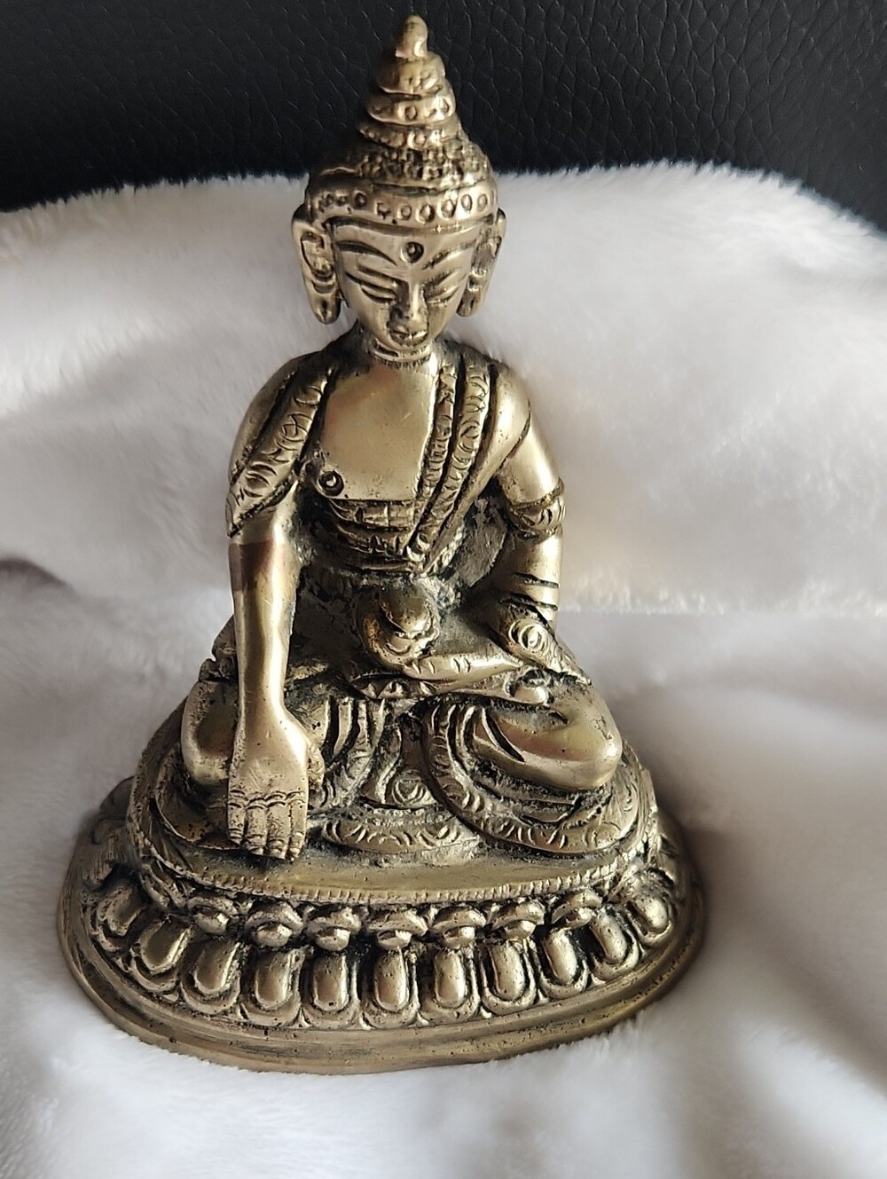Brass Buddha Hand Held Statue Home Accent - Gold
